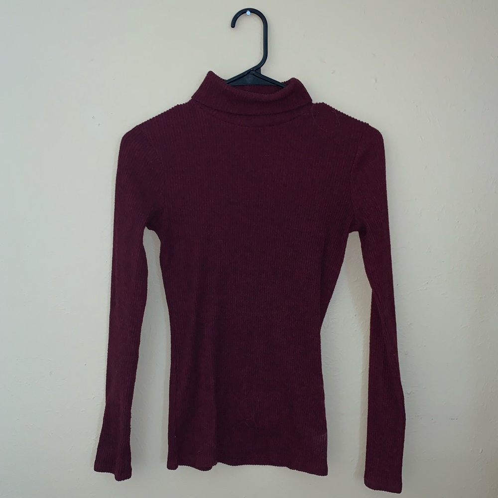 Thick Ribbed Burgundy Turtleneck